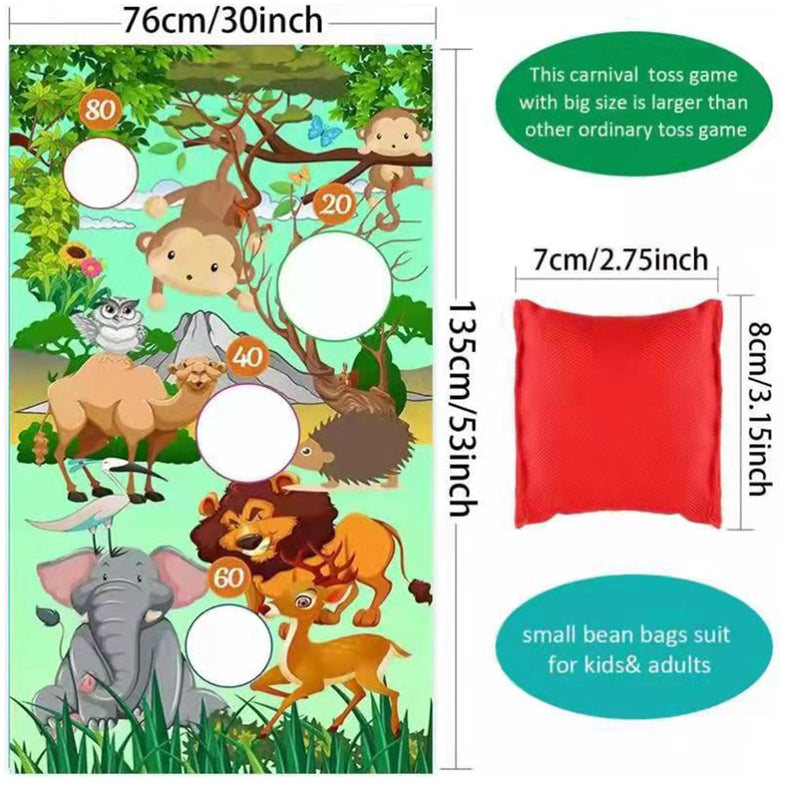 Jungle Animals Toss Game Bean Bags Game Kit for Outdoor Activities Children