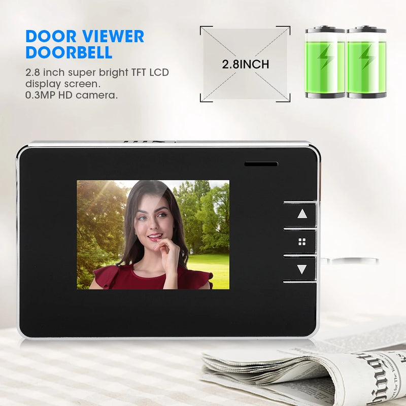 2.8 Inch LCD Digital Peeping Doorbell Outdoor Door Eye Camera Night Vision Viewer Video Electronic Doorbell Home Security