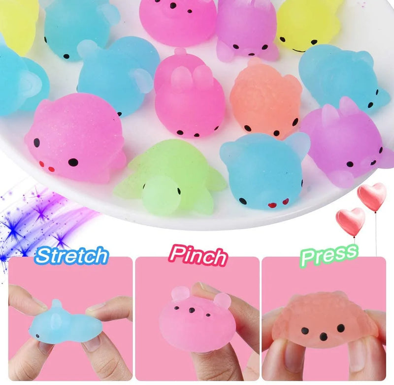 6/12/18 Pcs Luminous Mochi Squishies, Mochi Squishy Animals Stress Toys, Mini Stress Relief Toys Mochi Animals Toys Kawaii