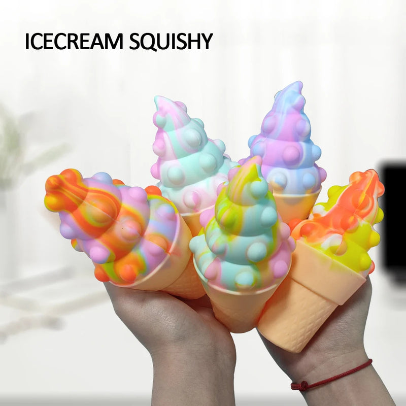 New Ice Cream Popit Squishy Fidget Toy Vent Sloth Hide Seek Stress Relief Squishies Doll Cheese Block Stress Busting Kids Gift