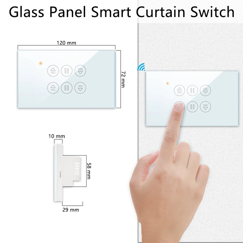 QCSMART WiFi Double Curtain US Switch Tuya Smart Life Remote Control Blinds Roller Shutter Percentage Timer Google Home Alexa