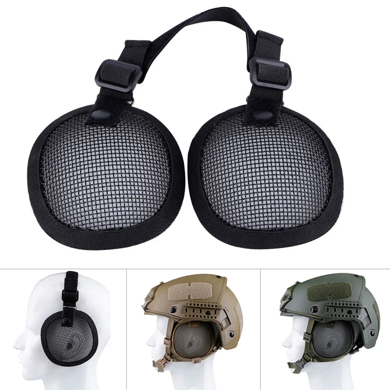 Tactical Steel Mesh Ear Protector for FAST Helmet, Airsoft Field Equipment Ear Protection Cover for Most Fast Helmets