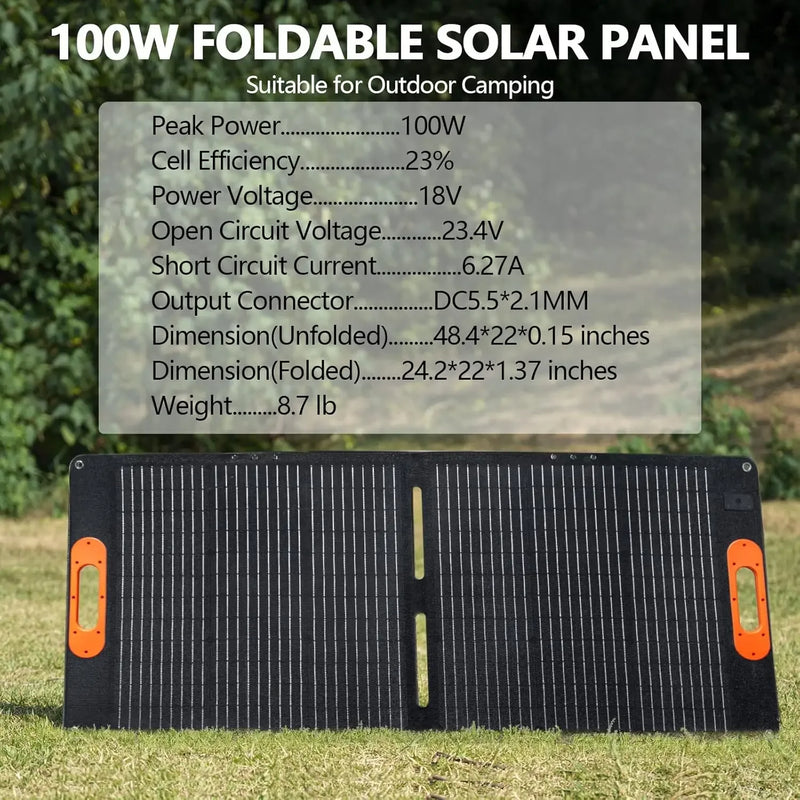 300W Solar Generator with 100W Solar Panel Included, 280Wh Portable Power Station with AC Outlet USB Port, Solar Powered Battery