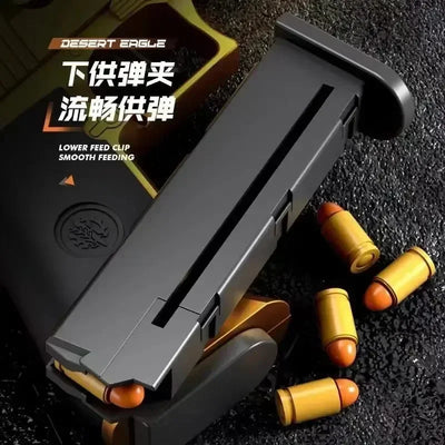 Mechanical Automatic Desert Eagle Toy Gun Shell Ejection Airsoft Pistol Continuous Firing Soft Bullet Toy for Children Shooting