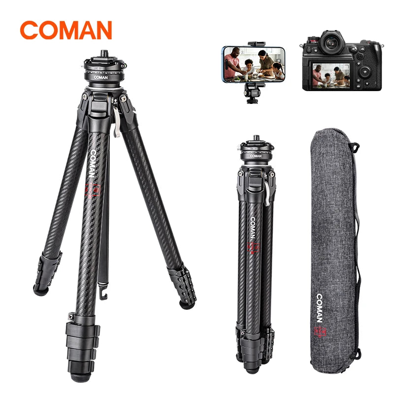 COMAN Zero X Y V F38 Light W G Travel Tripod Lightweight Full Carbon Fiber Outdoor Tripods For DSLR Camera Phone Tripod Monopod