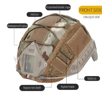 Tactical Helmet Cover with Elastic Cord Camouflage Head Circumference 50-62cm for MH PJ BJ Fast Helmets Accessories