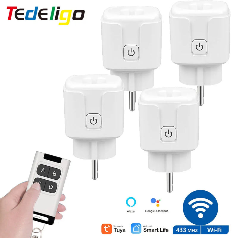 WiFi Rf Smart Plug Socket with Power Monitor,Tuya Wireless Remote Control Switch AC 110V 220V 16A 3000W work with Alexa Google