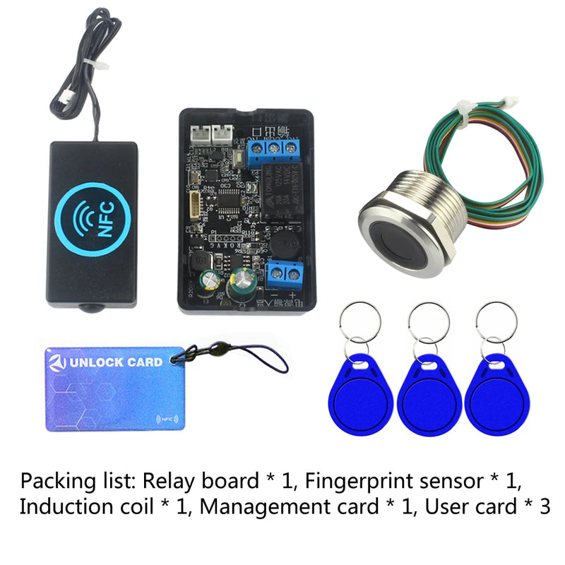 Mobile phone NFC fingerprint relay control module DC10V-120V IC card induction access controller Switch locomotive car unlock