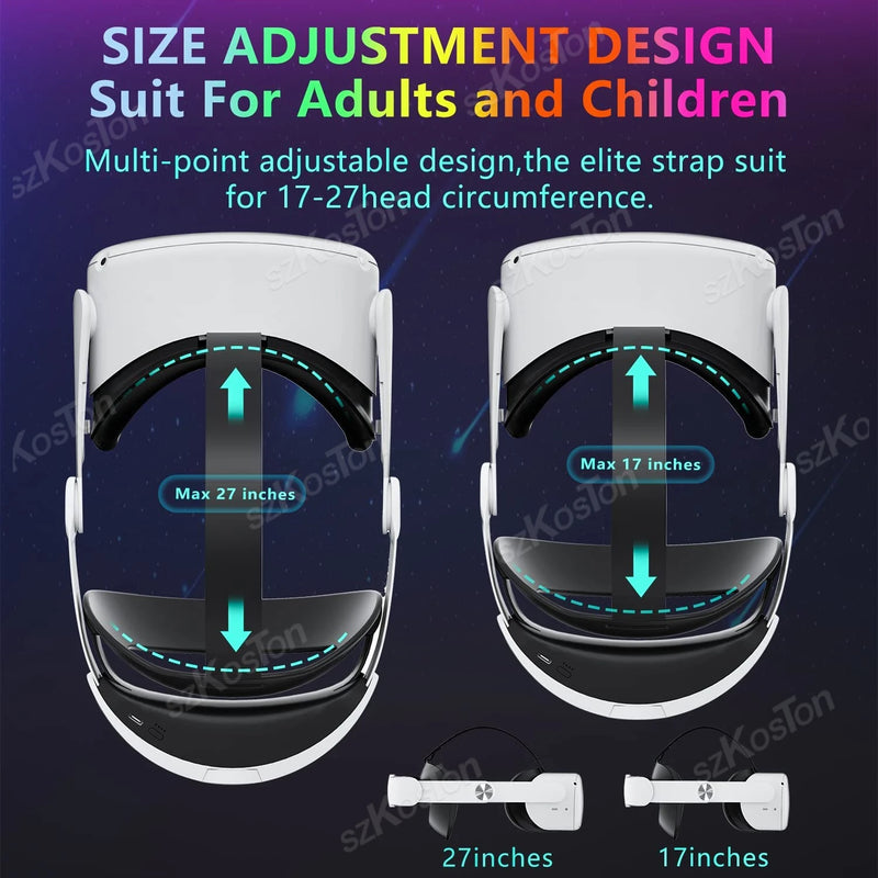 Adjustable Elite Strap with Battery for Oculus Quest 2 VR Headset Charging Power Bank Head Strap for Meta Quest 2 Accessories