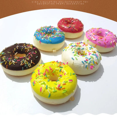 Soft Artificial Donut Bread Doughnuts Stress Relief Novelty Toy Squeeze Toys Simulation Cake Model Wedding Decoration