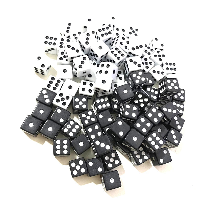 10 Piece 10mm Right angle round angle Point Dice Black white 6 Sided Dice DIY Game Accessory Decider Birthday Parties Cube