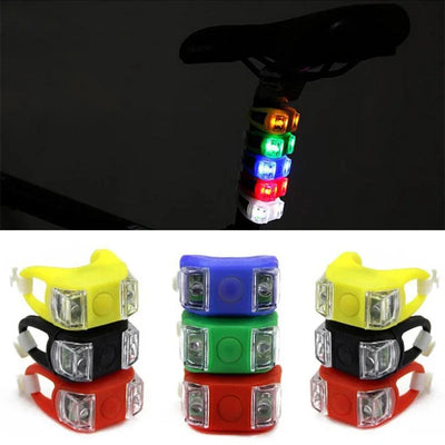 Bike Led Flash Lights Silicone Head Front Rear Wheel Waterproof Safety Lamp Green Taillights Ride on Toys Cycling Accessories