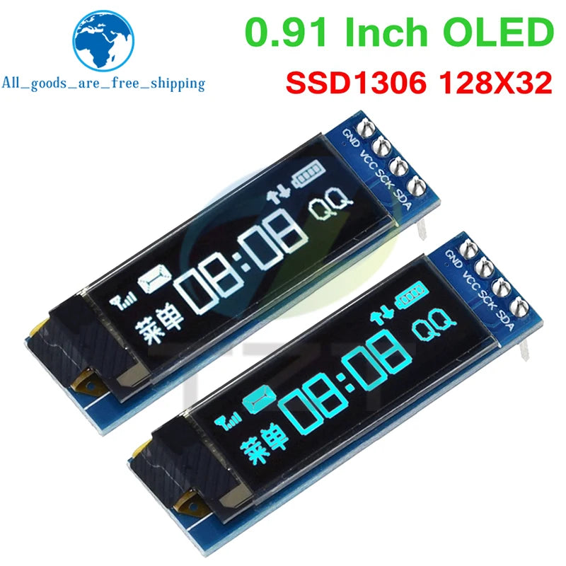 TZT 0.91 inch OLED Module White/Blue OLED 128X32 OLED LCD LED Display Module 0.91" IIC Communicate For Arduino ROHS