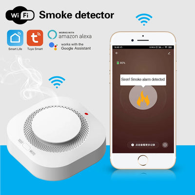 Tuya Intelligent Wifi Strobe Smoke Detector Wireless Fire Alarm Sensor Tuya APP Control Office Home Smoke Alarm Fire Protection