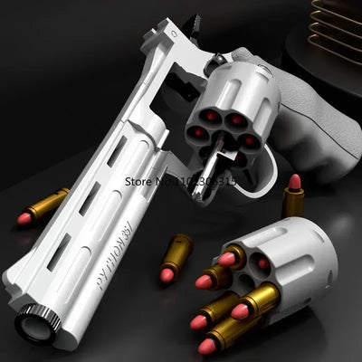 Csnoobs Mechanical Continuous Firing Revolver  357 Toy Gun Automatic Pistol Soft Dart Bullet CS Outdoor Weapon for Kid Adult