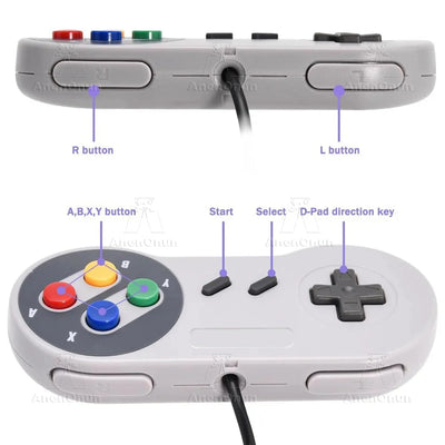 SNES/SFC Controller Classic Wired Gamepad Control 16-bit Retro Entertainment System Video Game Console Gaming Joypad Accessories