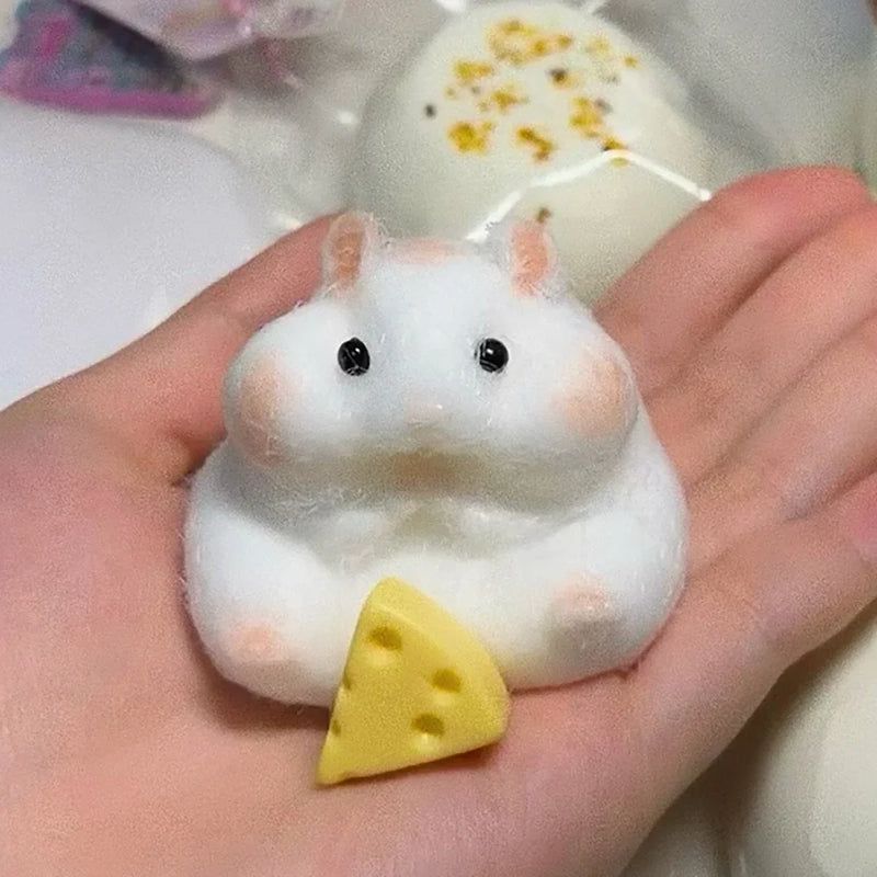 Taba Squishy Toy Mushy Silicone Mochi Toy Fuzzy Cute Hamster Handmade NEW Fidget Toy Relief  Stress Relax Gift