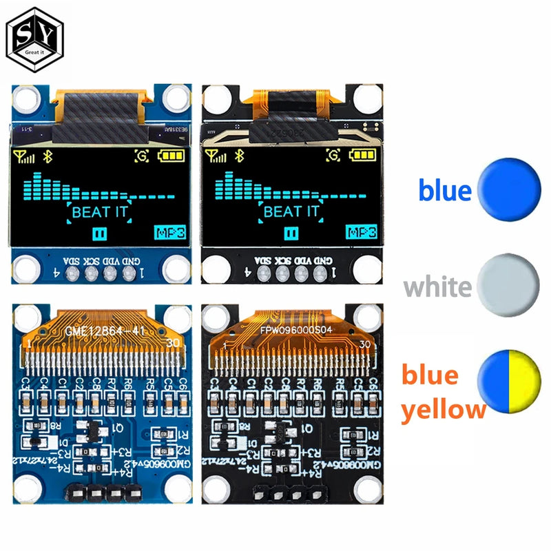 product 0.96 inch OLED IIC White/YELLOW BLUE/BLUE 12864 OLED Display with 4x4 key I2C SSD1315 LCD Screen Board for Arduino