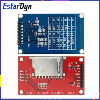 1.77 1.8 inch TFT LCD Module LCD Screen SPI serial 51 drivers 4 IO driver TFT Resolution 128*160 1.8 inch TFT interface