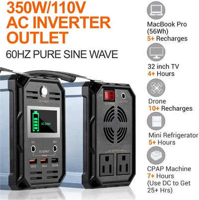 300W Solar Generator, FlashFish 60000mAh Portable Power Station Camping Potable Generator, CPAP Battery Recharged by Solar Panel