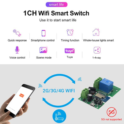 WIFI Tuya Smart Garage Gate Electric Door Access Motor Switch,USB 5V DC 12V 24V 32V,1 /4 Channel Pulse Relay Module,RF433 Remote