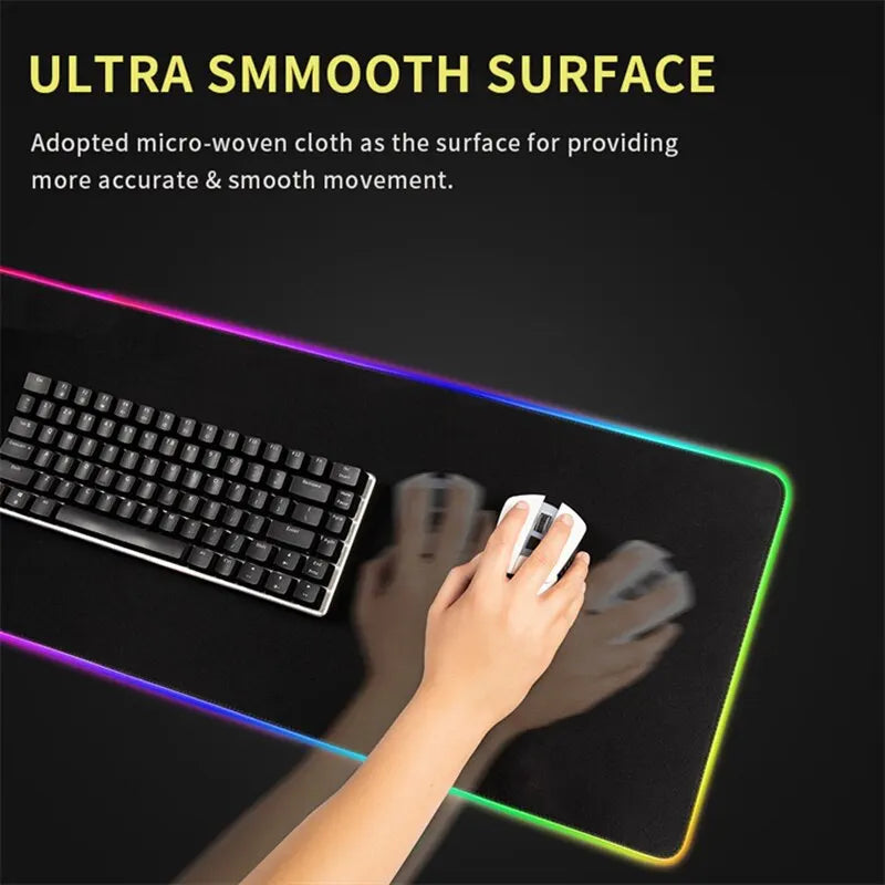 XXL RGB Gaming Mouse Pad Dragon Desk Mat HD Black Gamer Accessories Large LED Light MousePads PC Computer Carpet With Backlit