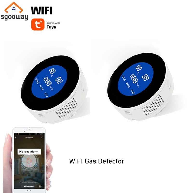 Tuya WiFi Natural Gas Leak Detector Detection Alarm Gas Detector  LCD Temperature Sensor  For Smart Life