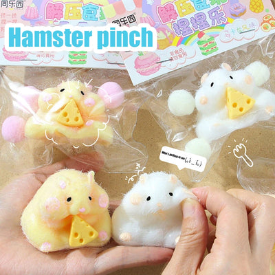 Cartoon Mouse Cute Hamster Waffles Paws Squeeze Toy Silicone Decompression Stress Relief Toy For Kids Gift Squishy Toys