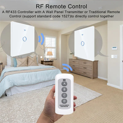 Smart Wifi Touch Switch No Neutral Wire Required Smart Home 1/2/3 Gang Remote Light Switch 220V Support Alexa Tuya App Bingoelec