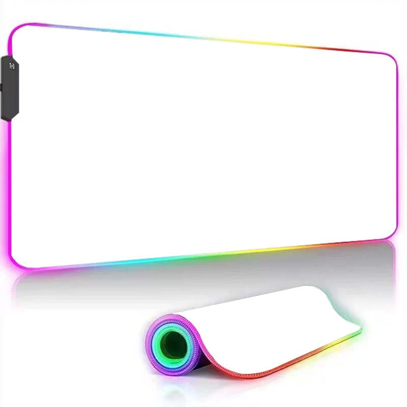 White RGB Gaming Mouse Pad LED Mousepad Game Accessories Backlit Desk Mat Large Computer Keyboard Mice Mat Luminous XXL Mausepad