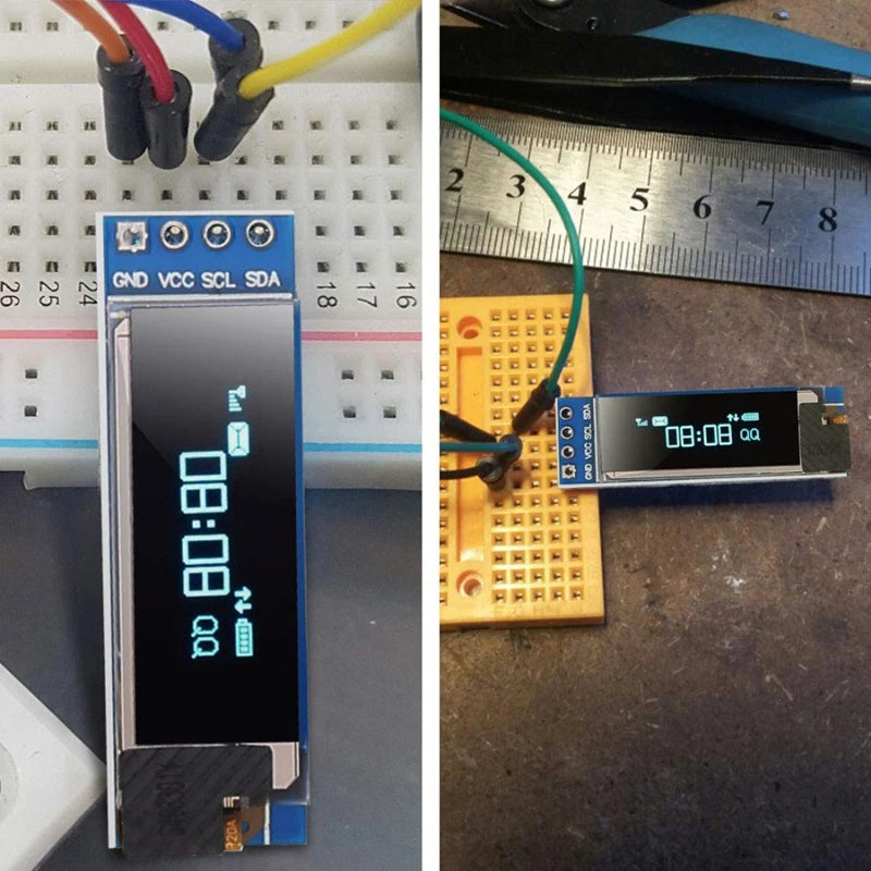 I2C OLED Display Module 0.91 Inch I2C SSD1306 OLED Display Module White / BLUE I2C OLED Screen Driver DC 3.3V~5V for Arduino