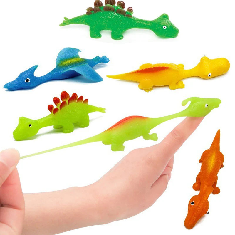 5/10pcs Mini Dinosaur Slingshot Toy Kids Children Creative Cartoon Animals Finger Games Stress Relief Shooting Playing Favors