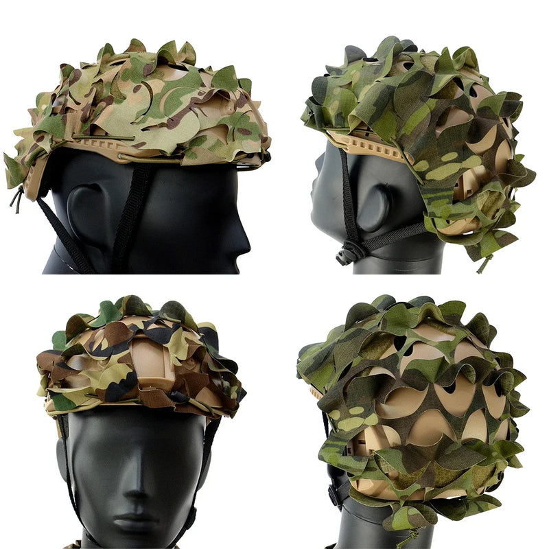 Tactical FAST Helmet Cover 3D Camouflage Helmet Cloth Laser Leaf Shape Cut Hunting Paintball Airsoft Helmets Accessories