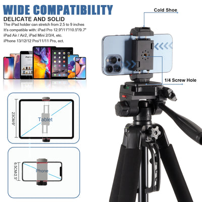 Camera Tripod with Phone Holder Bluetooth Carry Bag Aluminum 180cm Mobile Phone Tripod for Photography Nikon DSLR DSLR Ipad