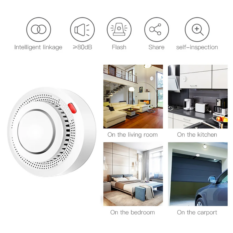 Tuya Zigbee/Wifi Smoke Detector Sensor Security Protection Fire Smoke Alarm Smart Home Safety System Works With Smart Life APP