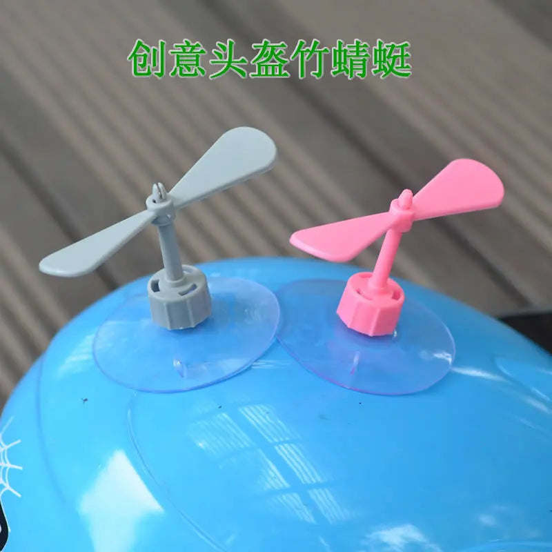 Helmet Suction Cup Bamboo Dragonfly Decoration Windmill Outdoor Riding Toys Riding Accessories /Child Gift