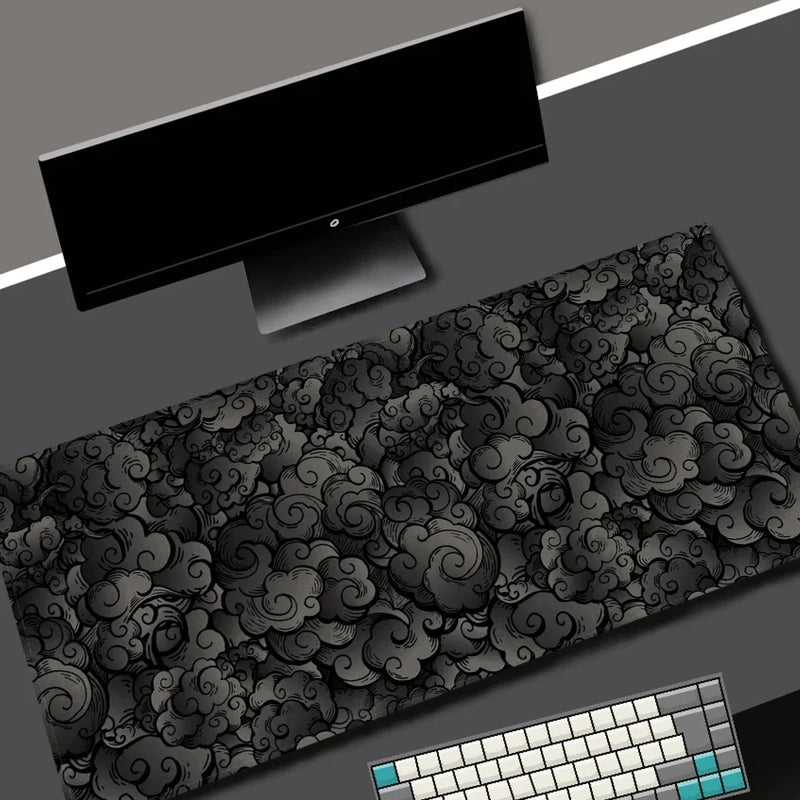 Japan Clouds Mousepad Kawaii Black Deskmat Offices Carpet Large Gaming Mousepad Laptop Computer Rubber Mouse Pad  Accessories