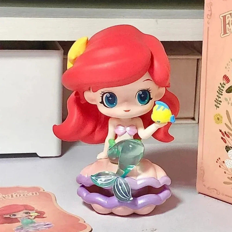 Disney Princess Fairy Town Series Blind Box Cute Snow White Petunia Ariel Mystery Box Tabletop Decor Mini Princess Doll Kid Gift