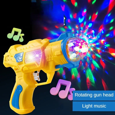 Children's Electric Luminous Toy Gun Color Projection Gun Flash Music Sound and Light Pistol Birthday Gift for Boys and Girls