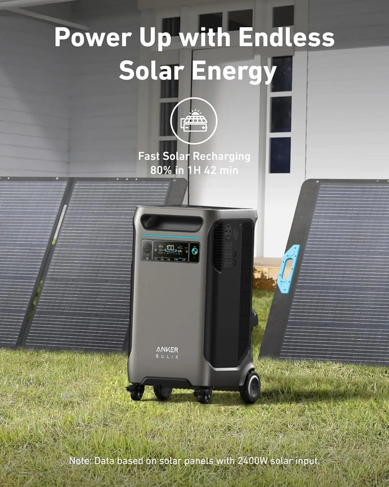 SOLIX F3800 Portable Power Station with 400W Solar Panel 3840Wh LiFePO4 Battery 6000W AC output with 120V/240V