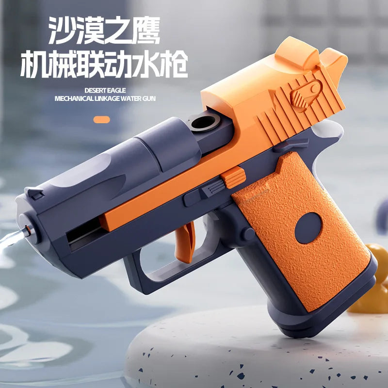 Hot Mini Desert Eagle Mechanical Continuous Firing Water Gun Small Pistol Summer Outdoor Beach Poor Toy Shoot Water Gun for Kids