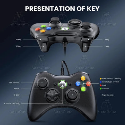 Xbox 360 Controller USB Wired Remote Gamepad PC Gaming Control Dual Vibration Joystick Video Game Console Joypad Accessories