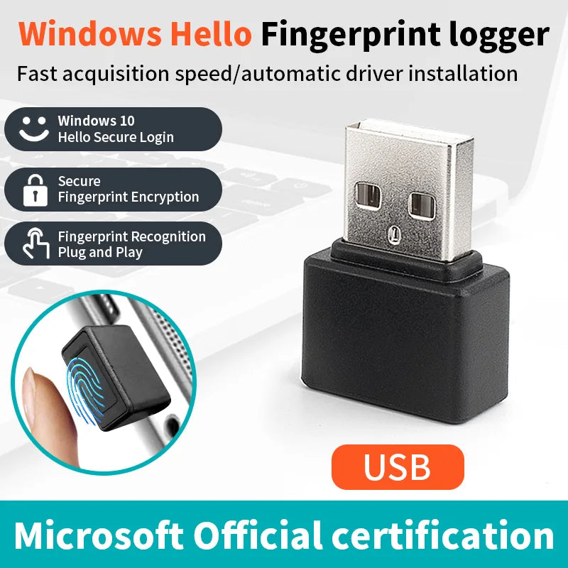 Mini USB Fingerprint Recognition Device Biometrics Security Key PC Laptop Windows 10 11 Hello Fingerprint Reader Module Scanner