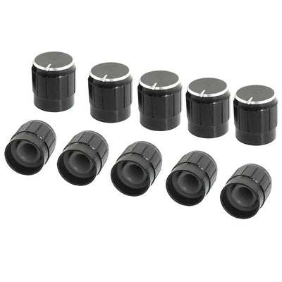 10PCS/Lot Black 6mm Potentiometer knobs Caps Knurled Shaft  Potentiometer Control Knob Diameter 15mmx17mm Aluminum Switch Knob