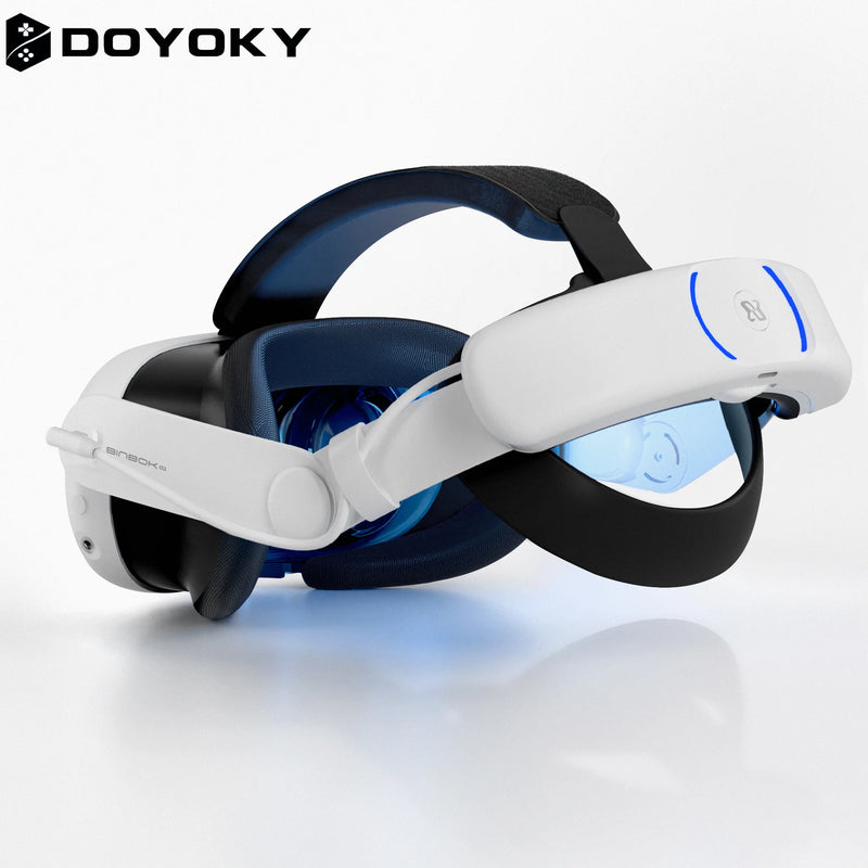 BINBOK VR Head Strap for Oculus/Meta Quest 3/3S with Rechargeable Battery 8000mAh Ergonomic Design HighDensity Memory Foam Strap