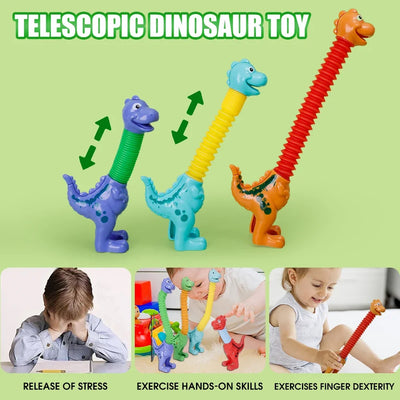 1-5pcs ute Dinosaur Pop Toys Children Animal Sensory Tube Games Stress Relief Squeeze Playing Plastic Tube Decompression Gifts