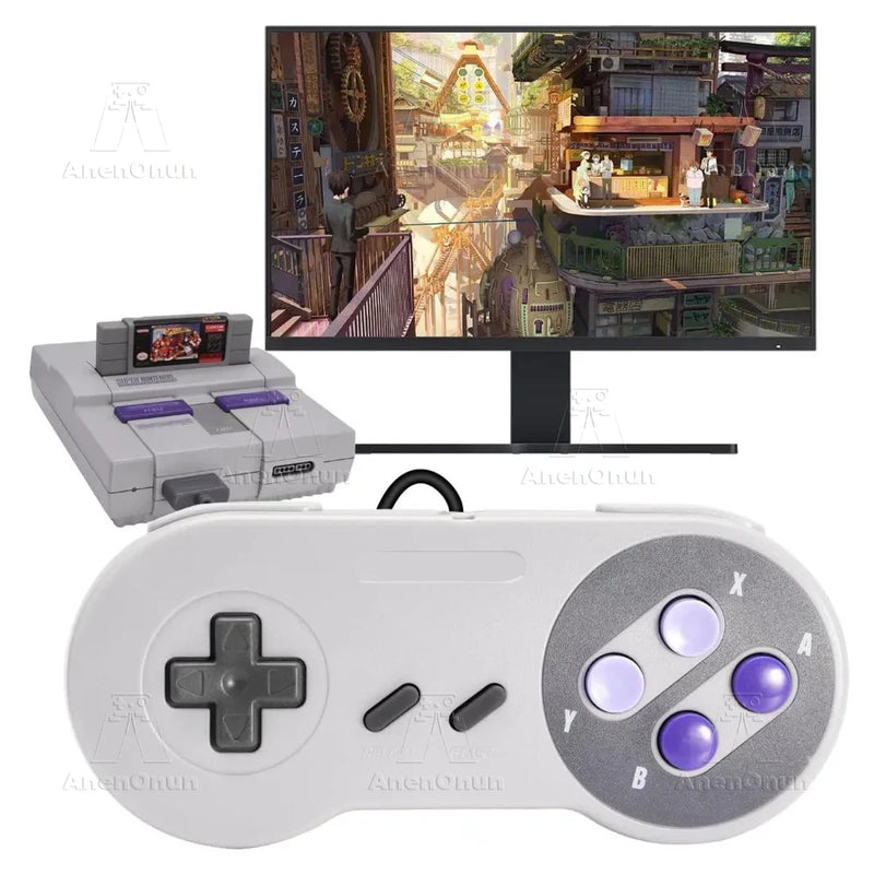 SNES/SFC Classic Controller Wired Gamepad Control 16-bit Retro Entertainment System Video Game Console Gaming Joypad Accessories