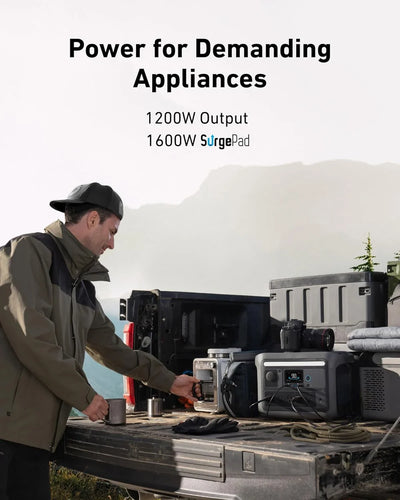 Portable Power Station, 1200W (Peak 1600W) Solar Generator, Full Charge in 58 Min, 768Wh LiFePO4 Battery for Outdoor Camping