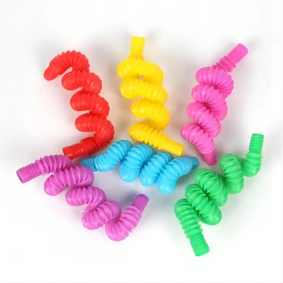 10/20/30PCS Colorful Pop Tube Rainbow Fidget Toys Telescopic Tube Stress Relief Toys Plastic Stretch Pipe Decompression Toy Gift