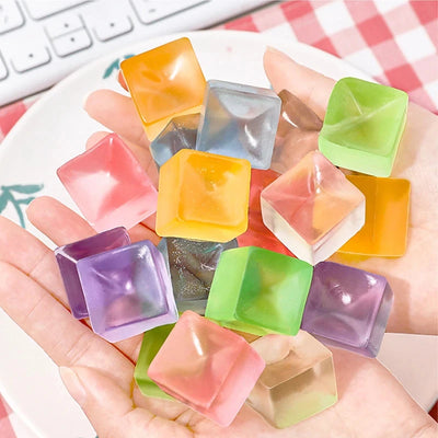 1-6Pcs Mini Kids Hot Fidget Toy Mini Toys Mochi Ice Block Stress Ball Toy Kawaii Transparent Cube Stress Relief Squeeze Toy Gift